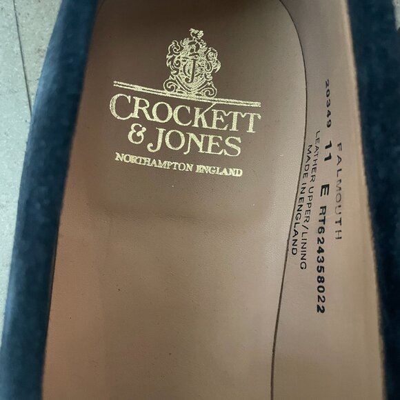 NEW Crockett & Jones Men's Blue Suede Falmouth Shoes-Sz. 12 US (11 UK) - Picture 3 of 11
